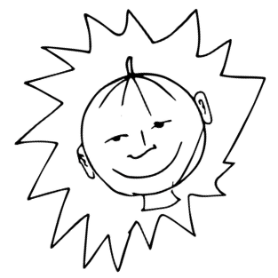 Visage d'enfant souriant dans un soleil