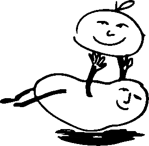 Dessin humoristique d’un légume qui soulève un fruit